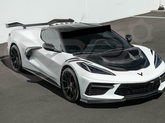 2020-PRESENT CHEVROLET CORVETTE C8 | ZR1 REPLICA STYLE DOUBLE SIDED CARBON FIBER FRONT VENTED HOOD